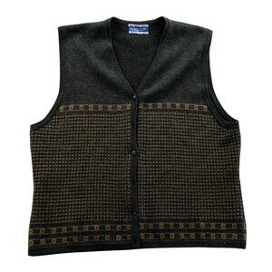 Pendleton Womens Vest Sweater Medium Button Front V-Neck Sleeveless Knit Gray